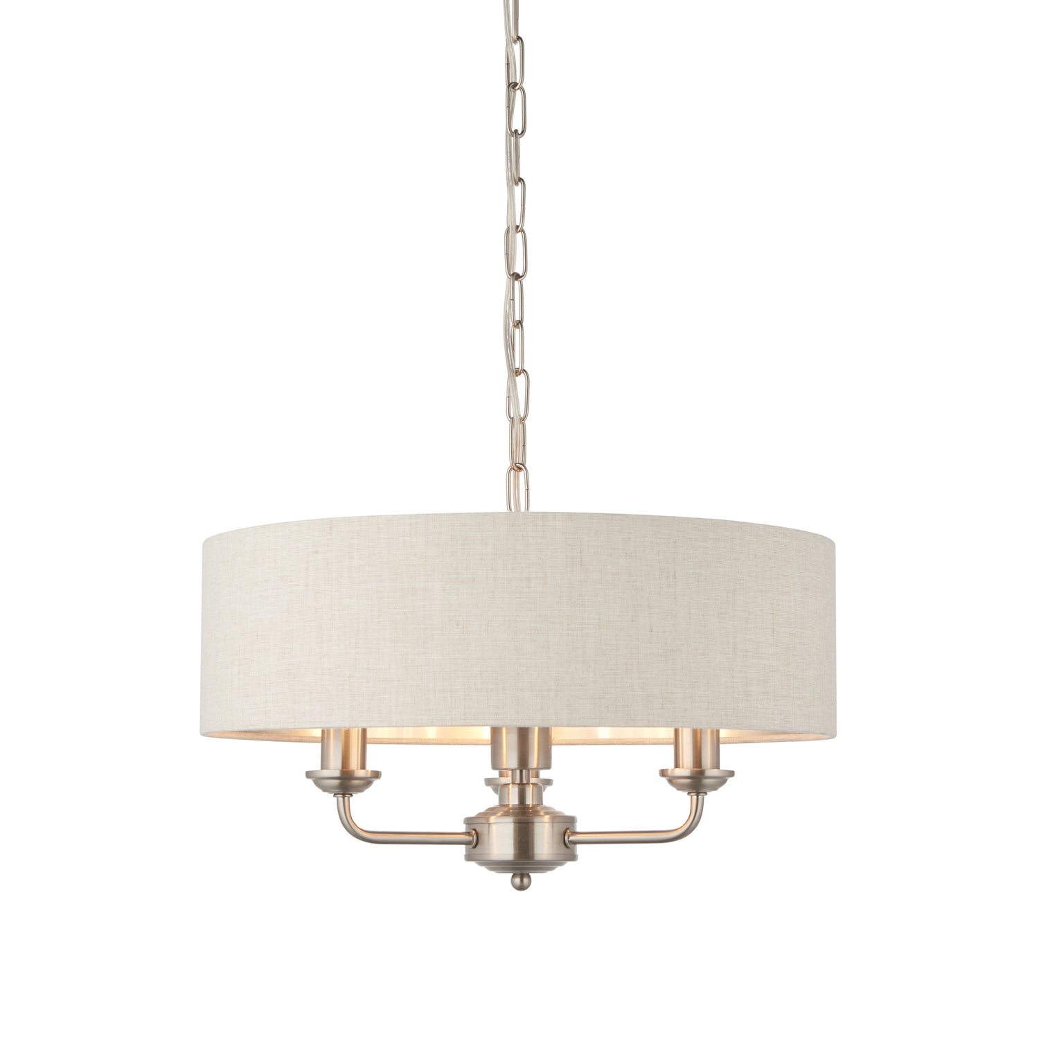 Highclere 3 Pendant Light - Chrome & Natural Long from SSS Home Needs - Pendant lighting Ireland