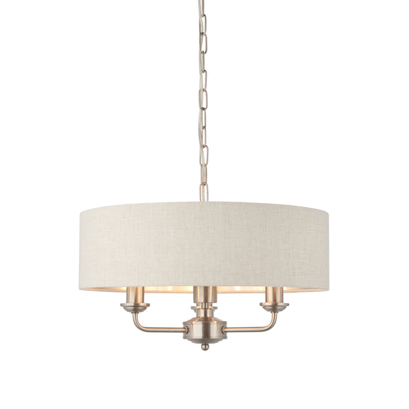 Highclere 3 Pendant Light - Chrome & Natural Long from SSS Home Needs - Pendant lighting Ireland