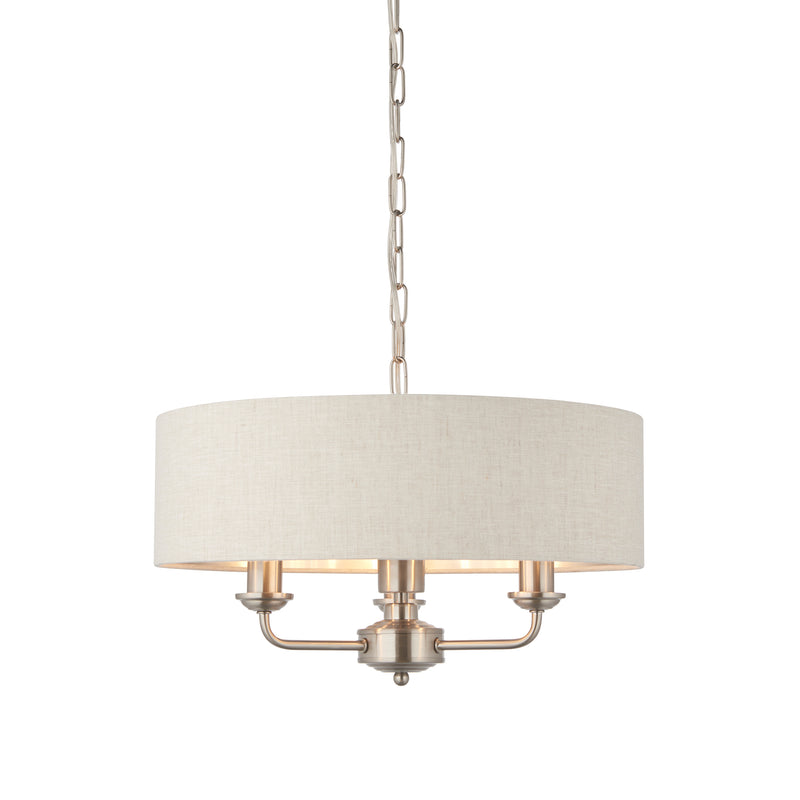 Highclere 3 Pendant Light - Chrome & Natural Long from SSS Home Needs - Pendant lighting Ireland