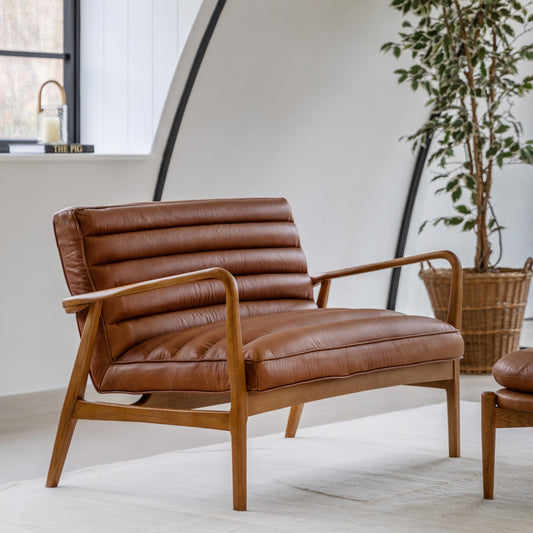 Datsun Vintage Brown Leather 2 Seater Sofa from SSS Home Needs - Living room sofa Ireland