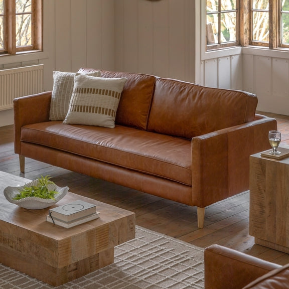 Osborne Vintage Brown Leather 3 Seater Sofa from SSS Home Needs - Living room sofa Ireland