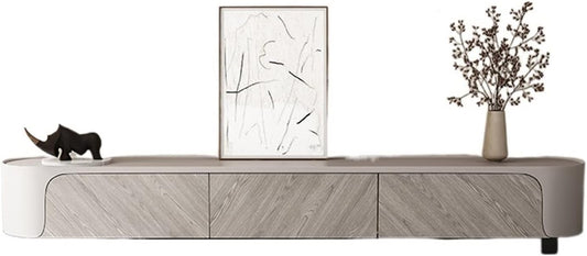 & Beige Curved Edges Stylish TV Unit – Custom Made Living Room Media Console