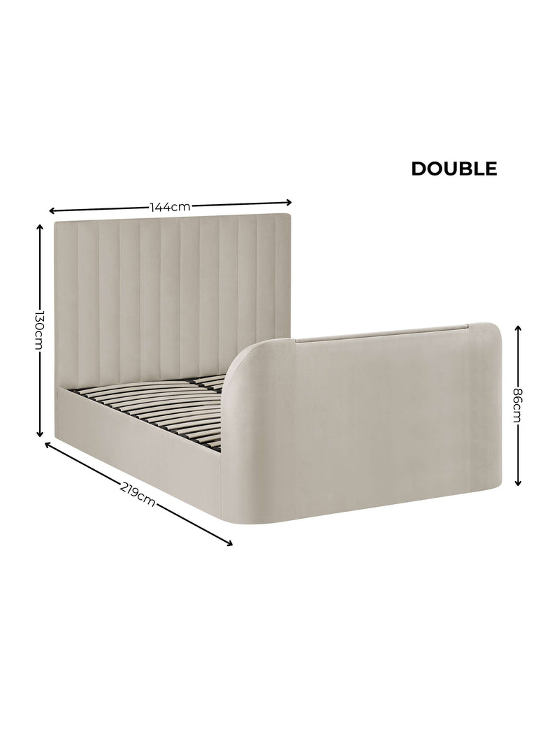 Alana Cream Velvet Side-Lift Ottoman TV Bed – Double/King – Double – alternate view
