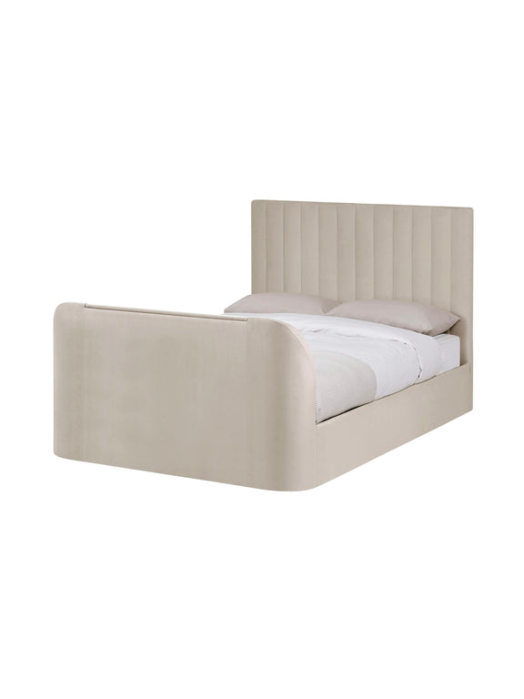 Alana Cream Velvet Side-Lift Ottoman TV Bed – Double/King – Double – alternate view