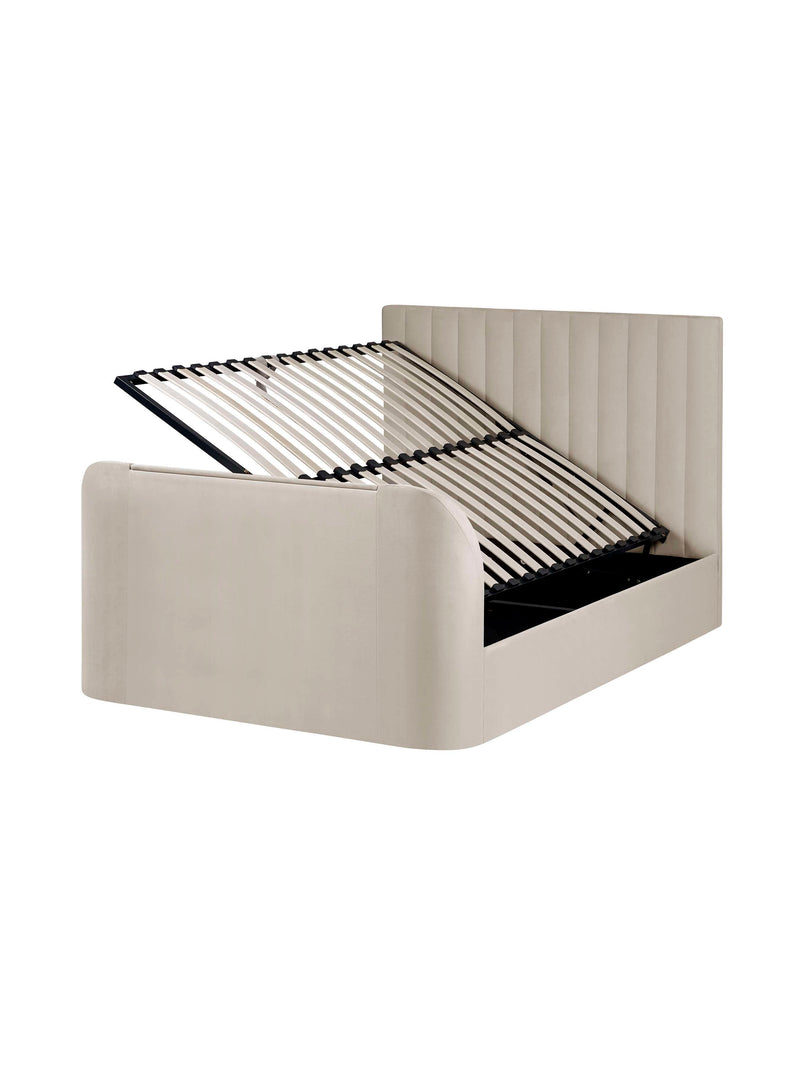 Alana Cream Velvet Side-Lift Ottoman TV Bed – Double/King – Double – alternate view