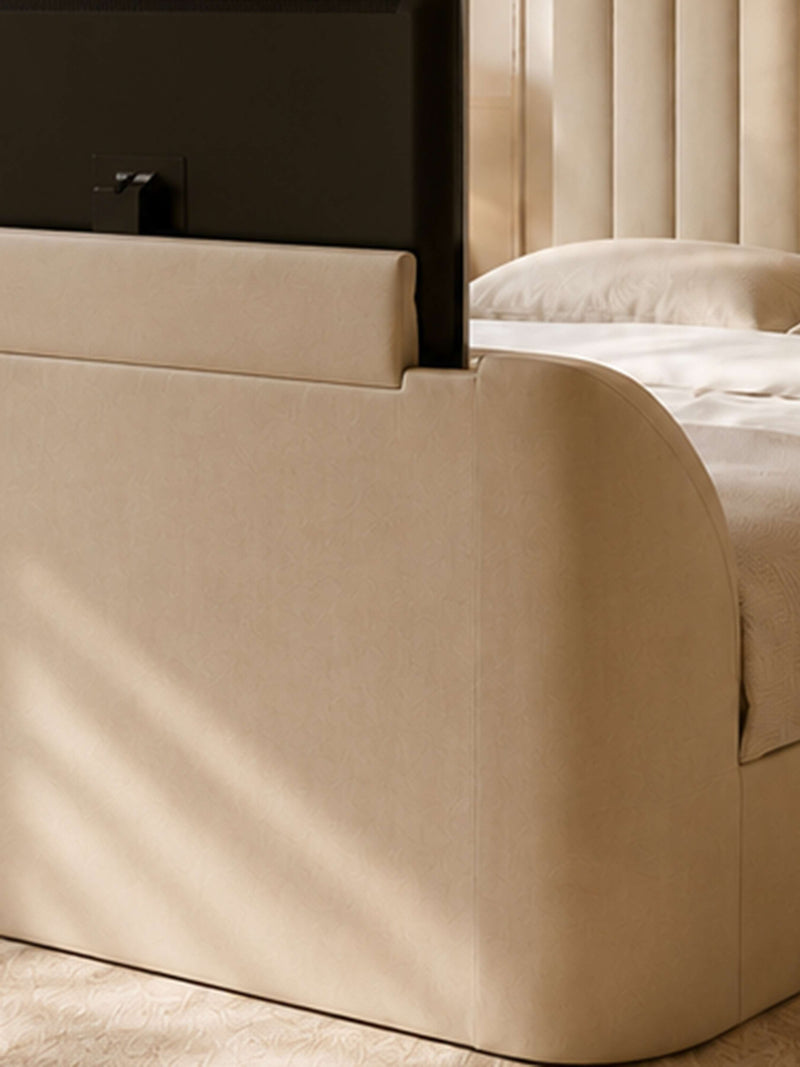 Alana Cream Velvet Side-Lift Ottoman TV Bed – Double/King – Double – alternate view