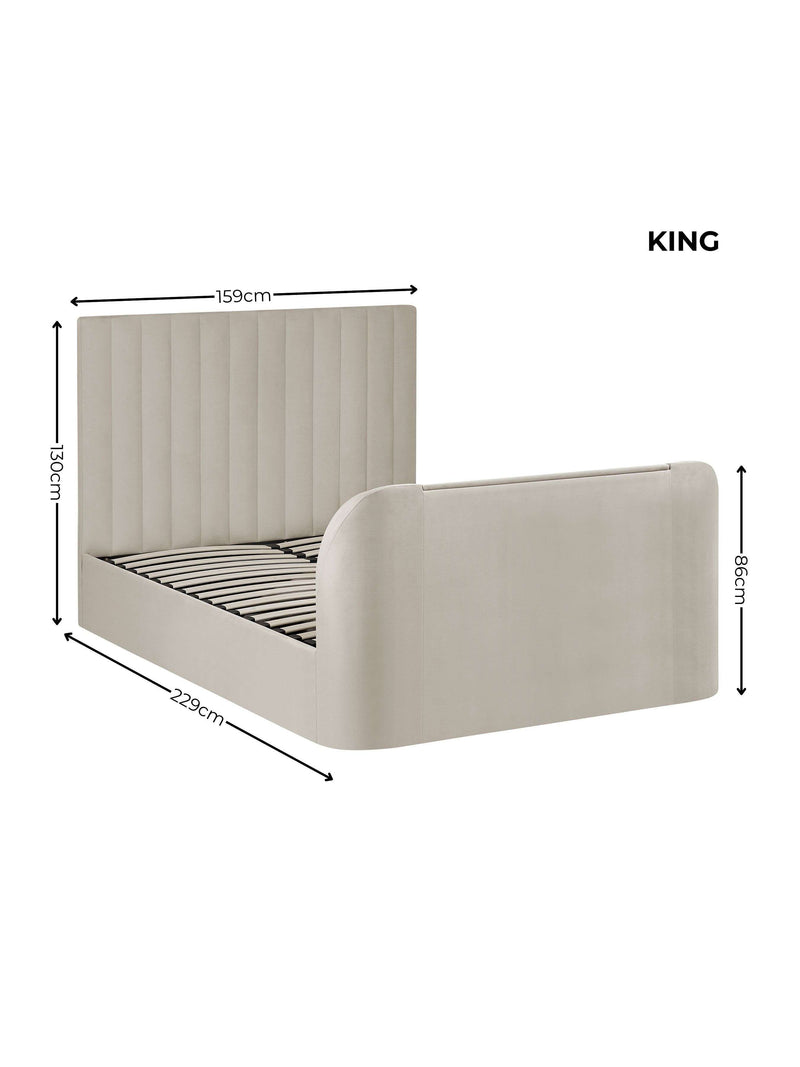 Alana Cream Velvet Side-Lift Ottoman TV Bed – Double/King – King – alternate view