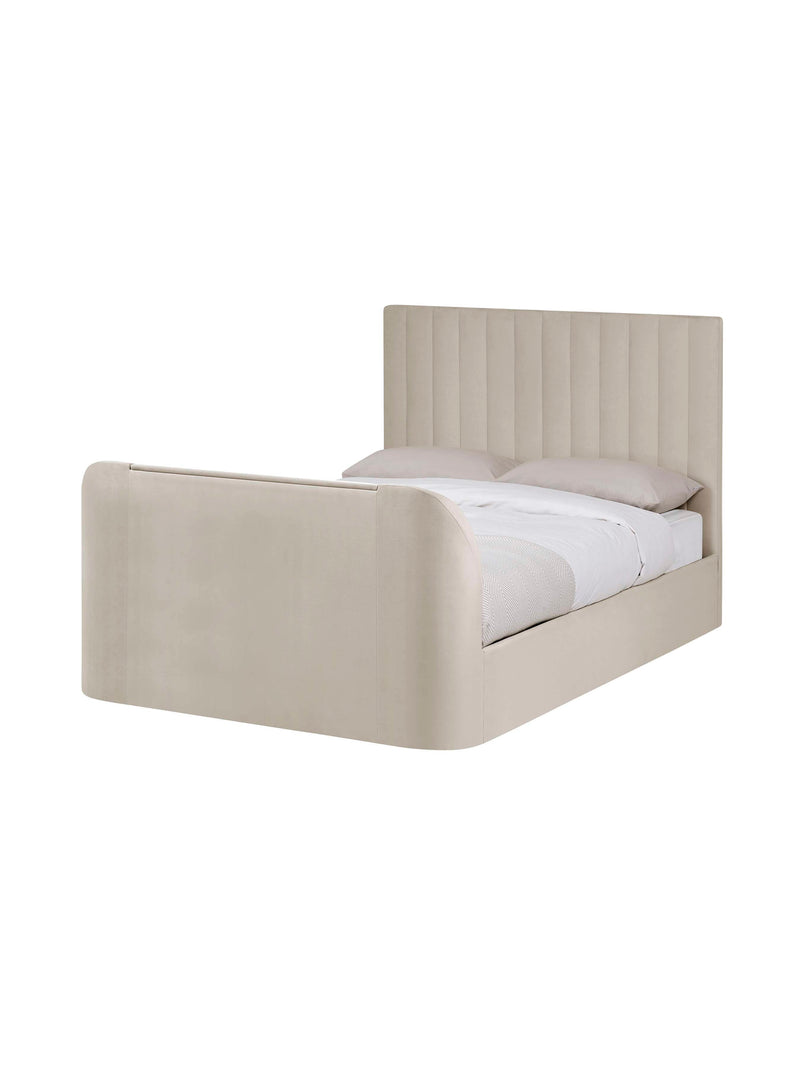 Alana Cream Velvet Side-Lift Ottoman TV Bed – Double/King – King – alternate view