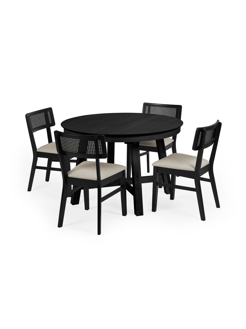 Annika Satin Black Oak Veneer 115–154cm Extending Round Dining Table – alternate view