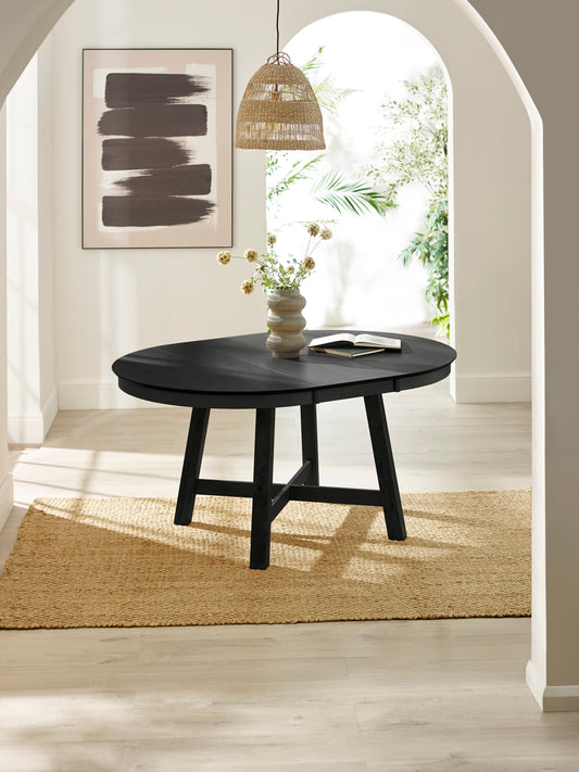Annika Satin Black Oak Veneer 115–154cm Extending Round Dining Table – alternate view