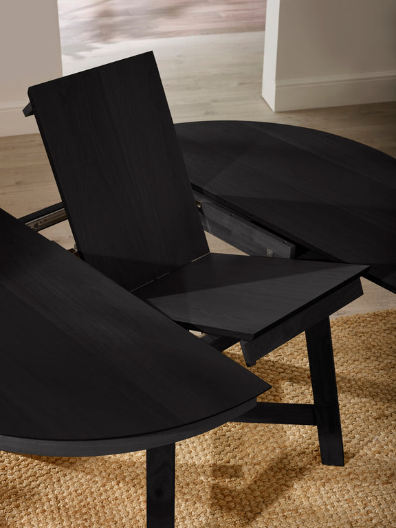 Annika Satin Black Oak Veneer 115–154cm Extending Round Dining Table – alternate view