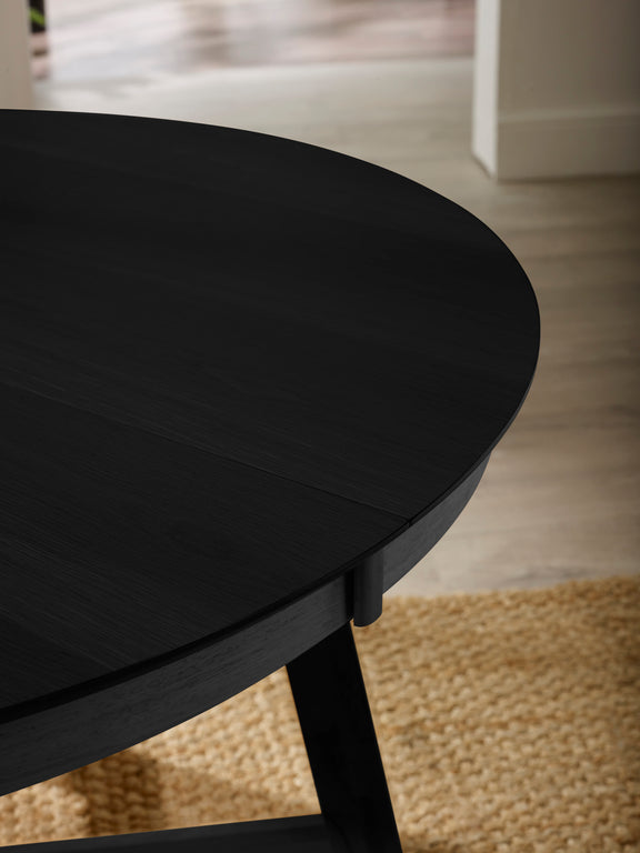 Annika Satin Black Oak Veneer 115–154cm Extending Round Dining Table – alternate view