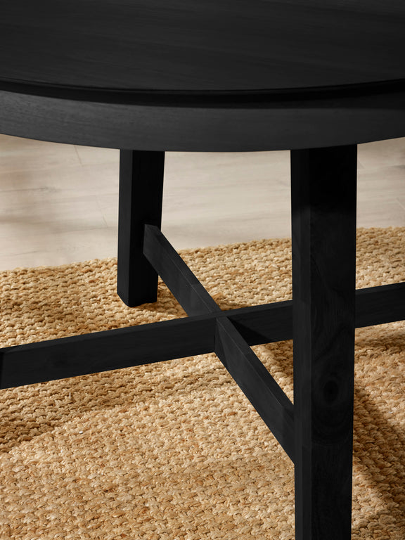 Annika Satin Black Oak Veneer 115–154cm Extending Round Dining Table – alternate view