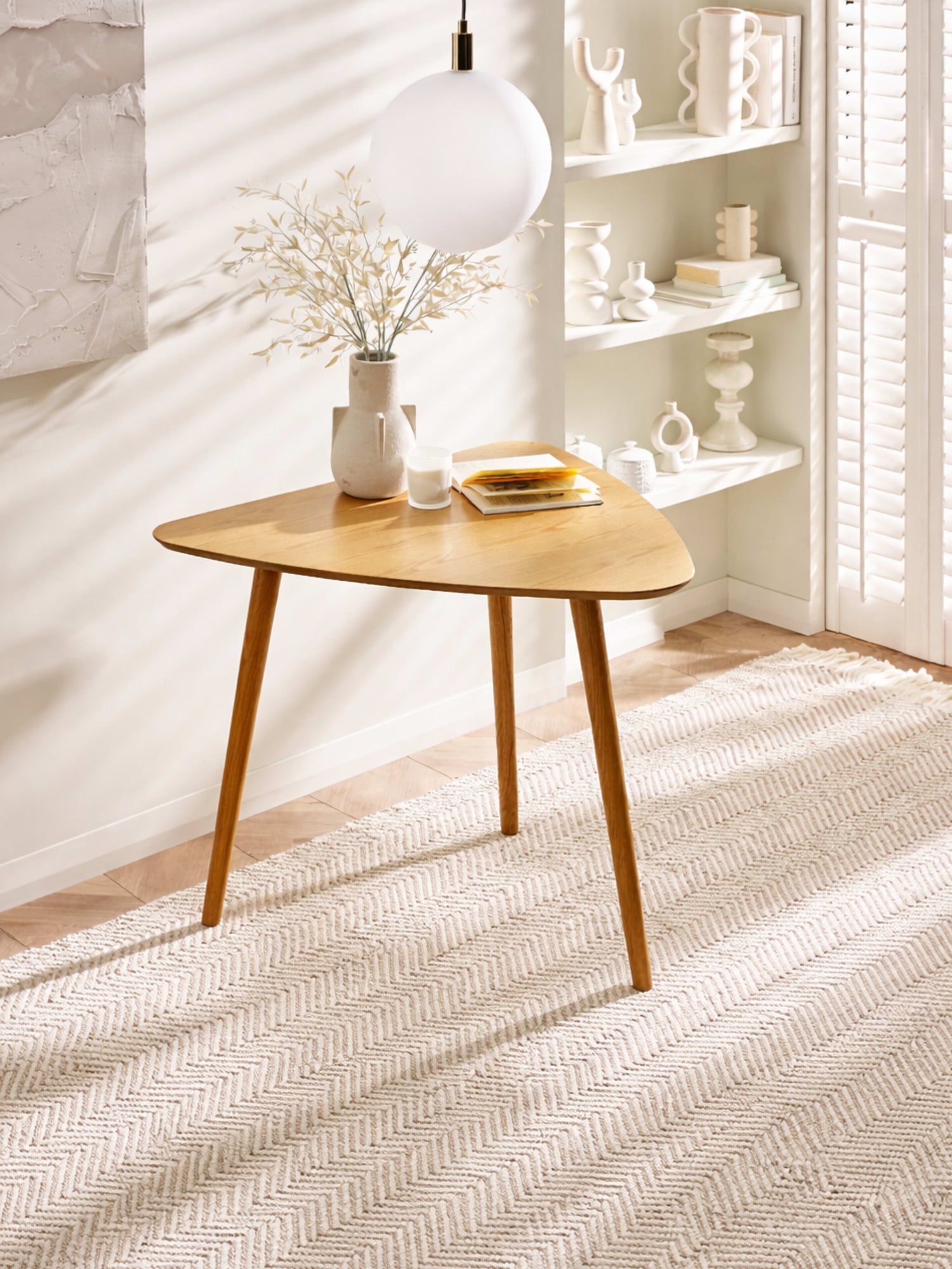 Athena Triangular 2–3 Seater Dining Table – Colour Options – Light Oak Effect – main view