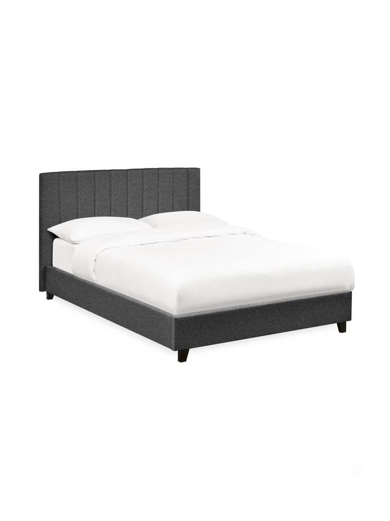 Aylen Upholstered Bed – Colour & Size Options – Dark Grey Linen, Single – alternate view