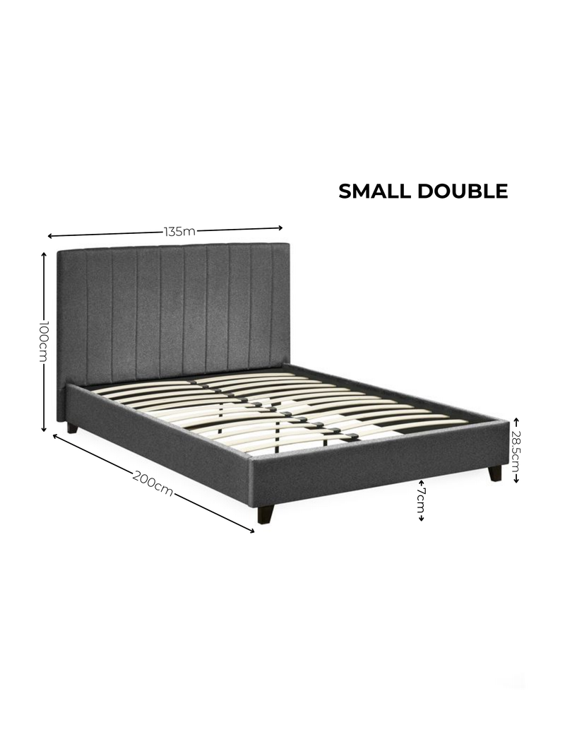 Aylen Upholstered Bed – Colour & Size Options – Dark Grey Linen, Small Double – alternate view