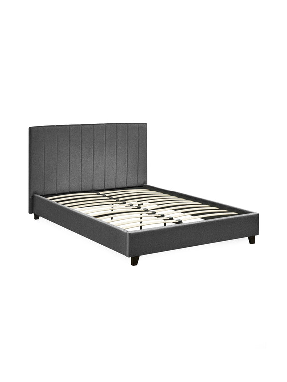 Aylen Upholstered Bed – Colour & Size Options – Dark Grey Linen, Double – alternate view