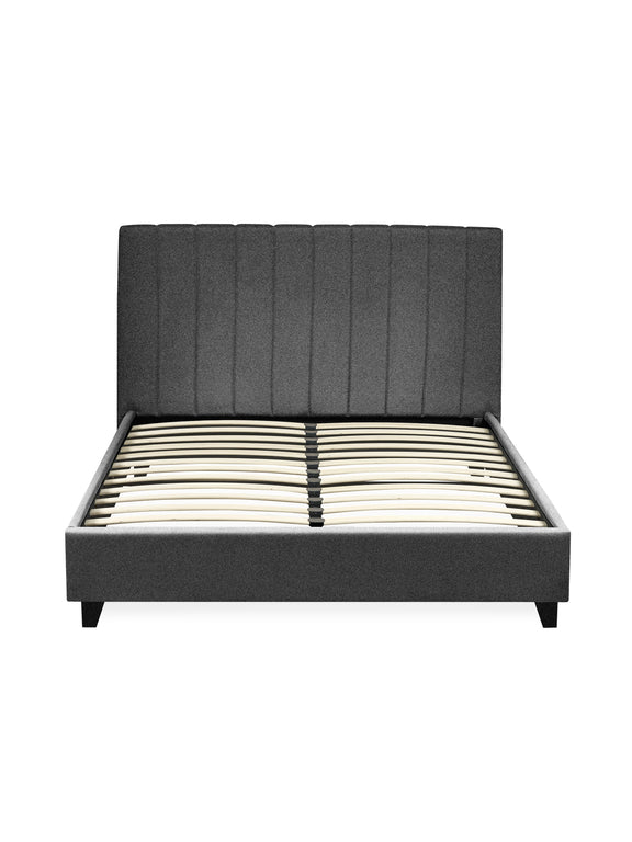 Aylen Upholstered Bed – Colour & Size Options – Dark Grey Linen, Double – alternate view