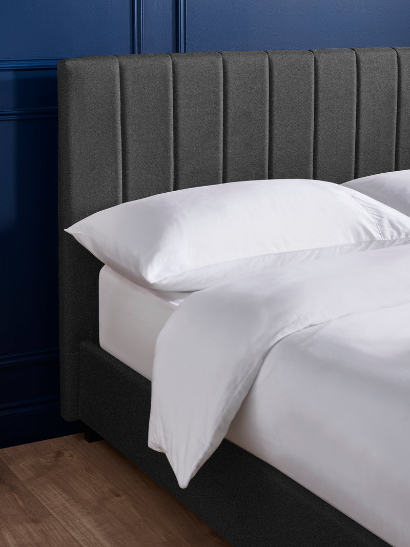 Aylen Upholstered Bed – Colour & Size Options – Dark Grey Linen, Double – alternate view