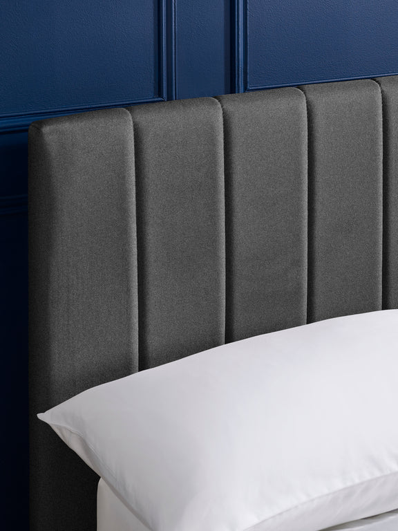 Aylen Upholstered Bed – Colour & Size Options – Dark Grey Linen, Double – alternate view