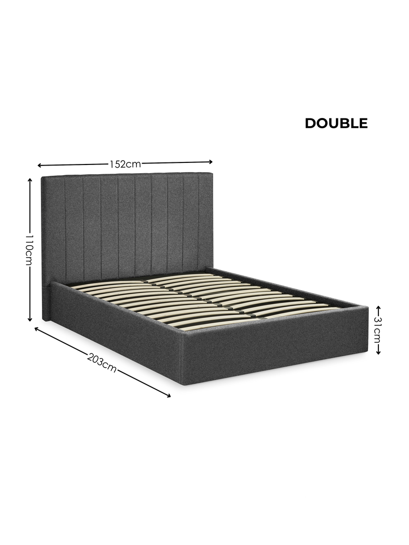 Aylen Upholstered Ottoman Storage Bed – Colour & Size Options – Dark Grey Linen, Double – alternate view