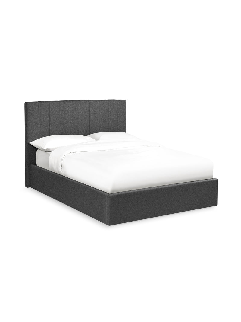 Aylen Upholstered Ottoman Storage Bed – Colour & Size Options – Dark Grey Linen, Double – alternate view