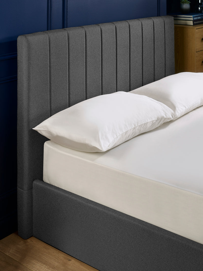 Aylen Upholstered Ottoman Storage Bed – Colour & Size Options – Dark Grey Linen, Double – alternate view