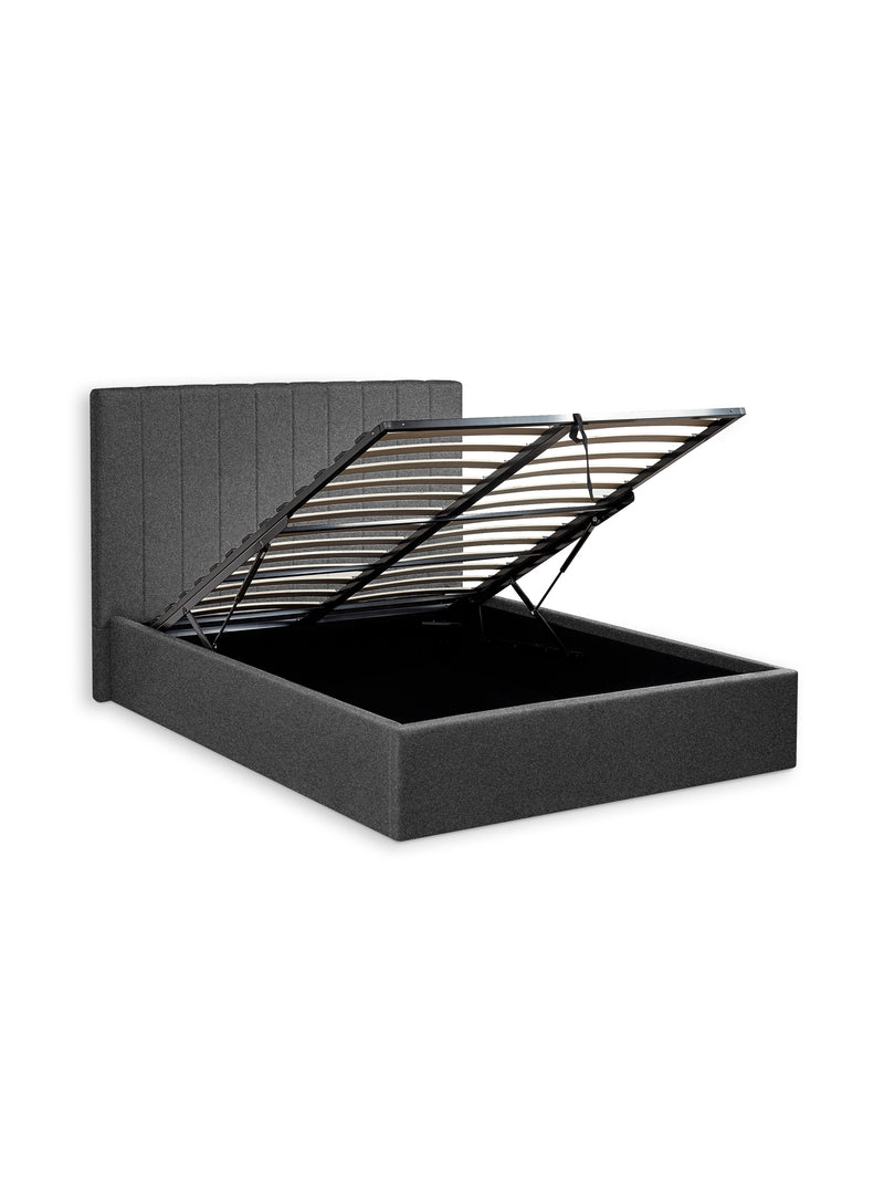 Aylen Upholstered Ottoman Storage Bed – Colour & Size Options – Dark Grey Linen, King – alternate view