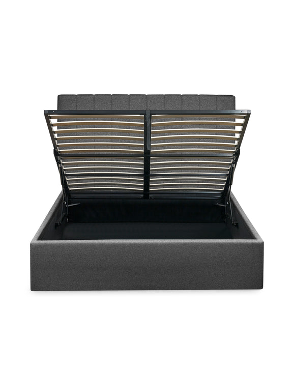 Aylen Upholstered Ottoman Storage Bed – Colour & Size Options – Dark Grey Linen, King – alternate view