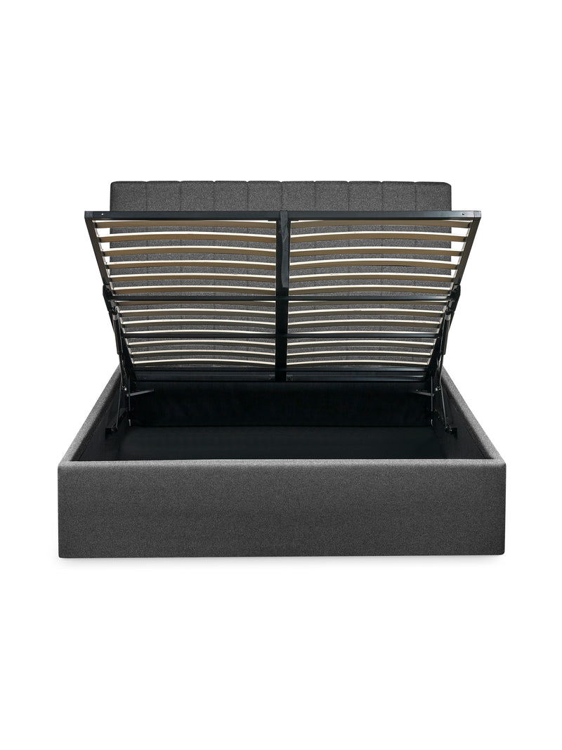 Aylen Upholstered Ottoman Storage Bed – Colour & Size Options – Dark Grey Linen, King – alternate view
