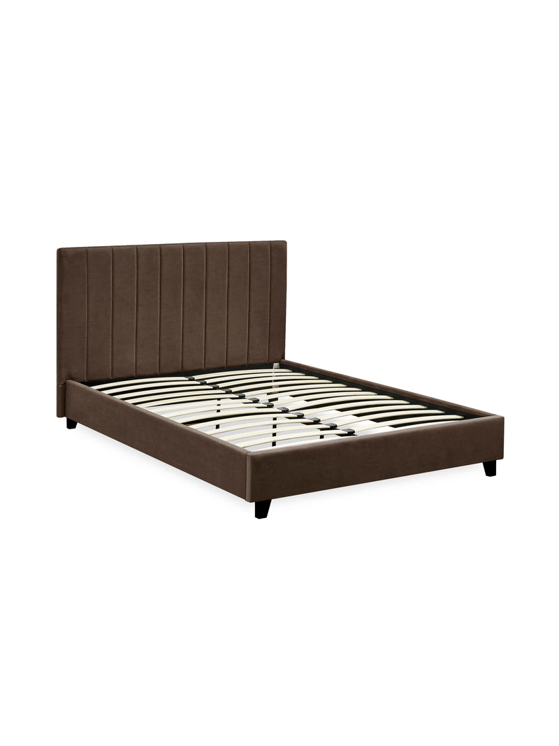 Aylen Upholstered Bed – Colour & Size Options – Chocolate Velvet, Small Double – alternate view