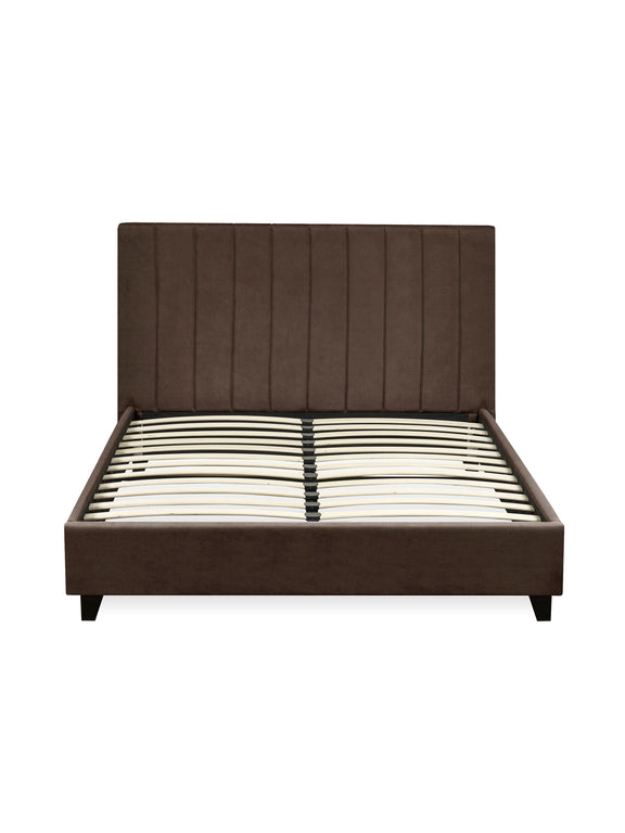 Aylen Upholstered Bed – Colour & Size Options – Chocolate Velvet, Small Double – alternate view