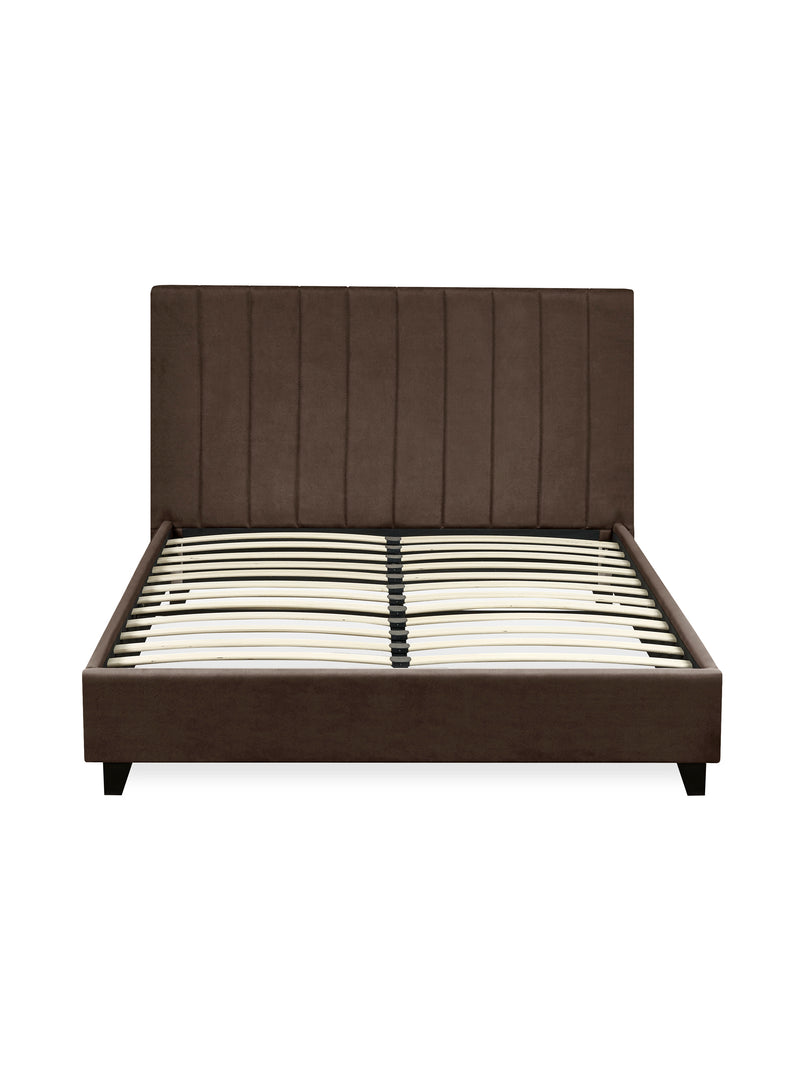 Aylen Upholstered Bed – Colour & Size Options – Chocolate Velvet, Small Double – alternate view