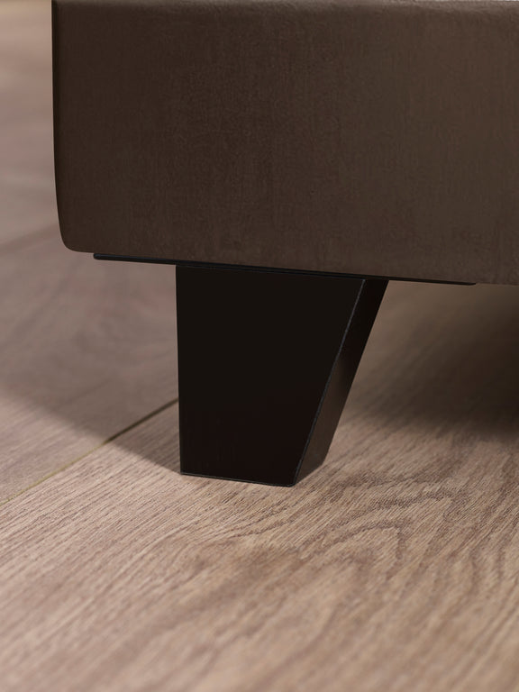 Aylen Upholstered Bed – Colour & Size Options – Chocolate Velvet, Double – alternate view