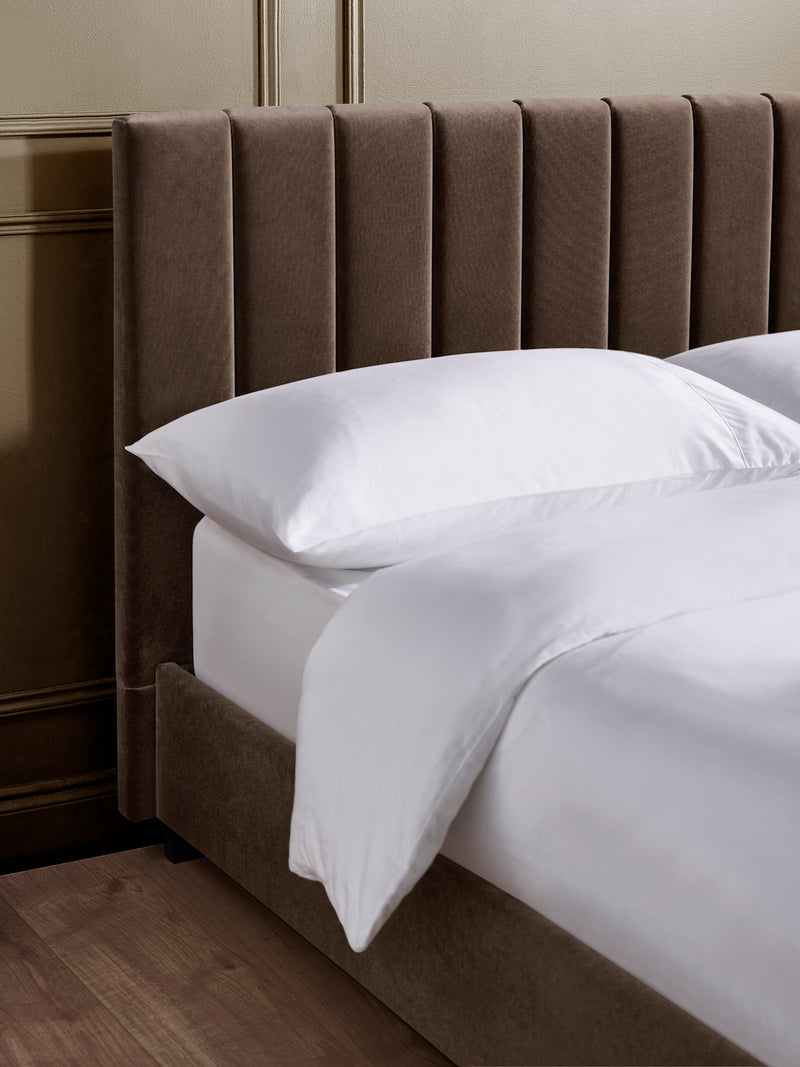 Aylen Upholstered Bed – Colour & Size Options – Chocolate Velvet, King – alternate view