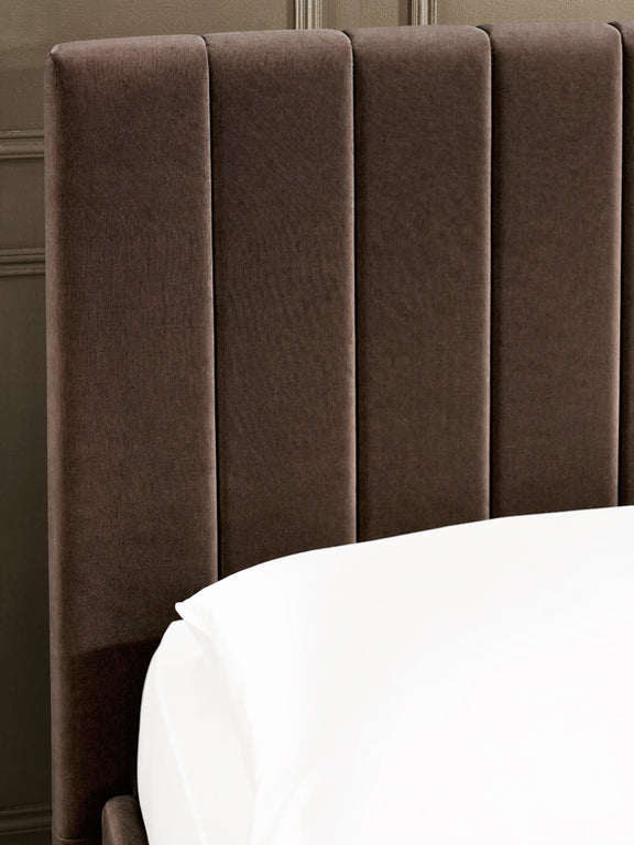 Aylen Upholstered Bed – Colour & Size Options – Chocolate Velvet, King – alternate view