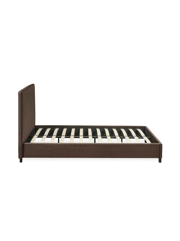 Aylen Upholstered Bed – Colour & Size Options – Chocolate Velvet, King – alternate view