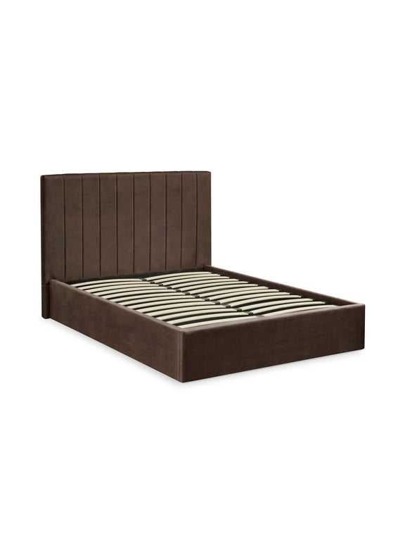 Aylen Upholstered Ottoman Storage Bed – Colour & Size Options – Chocolate Velvet, Double – alternate view