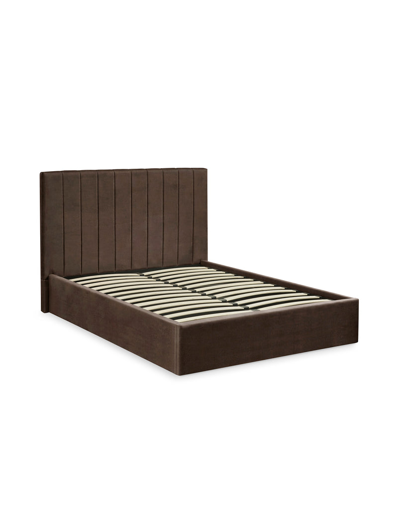 Aylen Upholstered Ottoman Storage Bed – Colour & Size Options – Chocolate Velvet, Double – alternate view