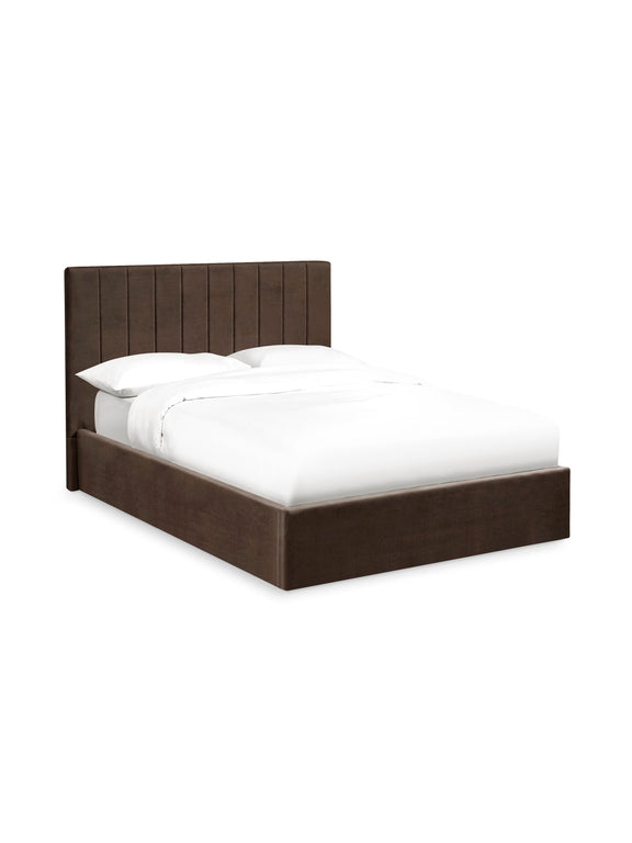 Aylen Upholstered Ottoman Storage Bed – Colour & Size Options – Chocolate Velvet, King – alternate view