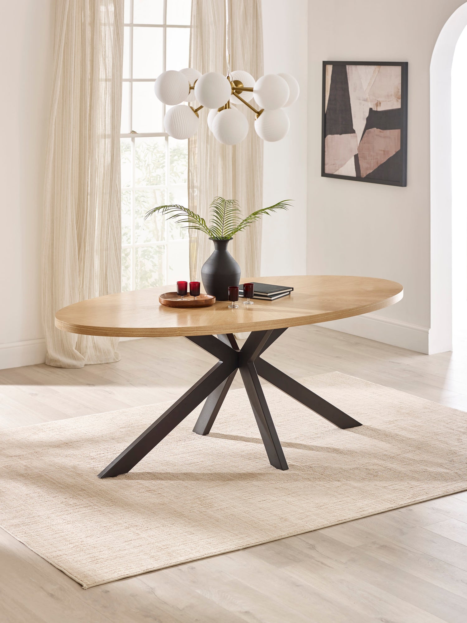 Bondi Oak Effect Oval 4–6 Seater Dining Table – main view