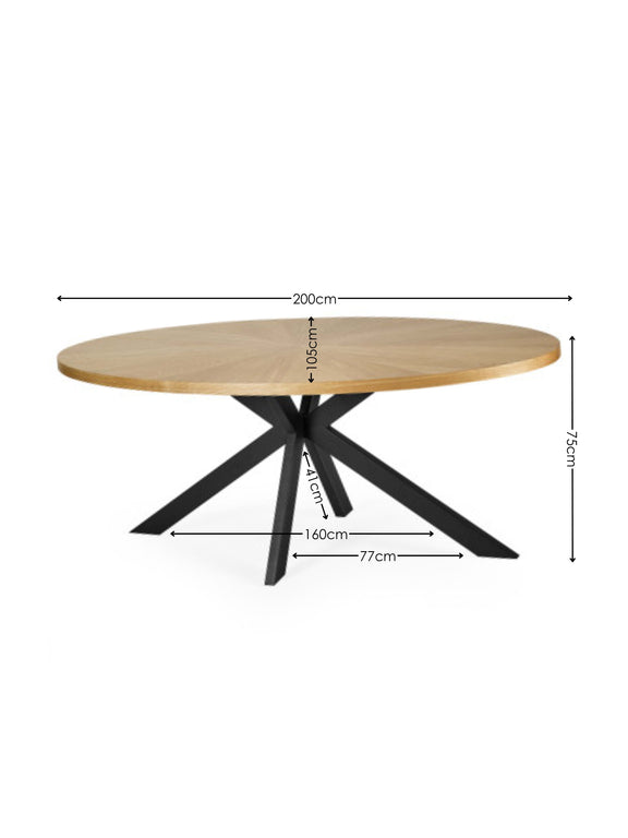 Bondi Oak Effect Oval 4–6 Seater Dining Table – alternate view