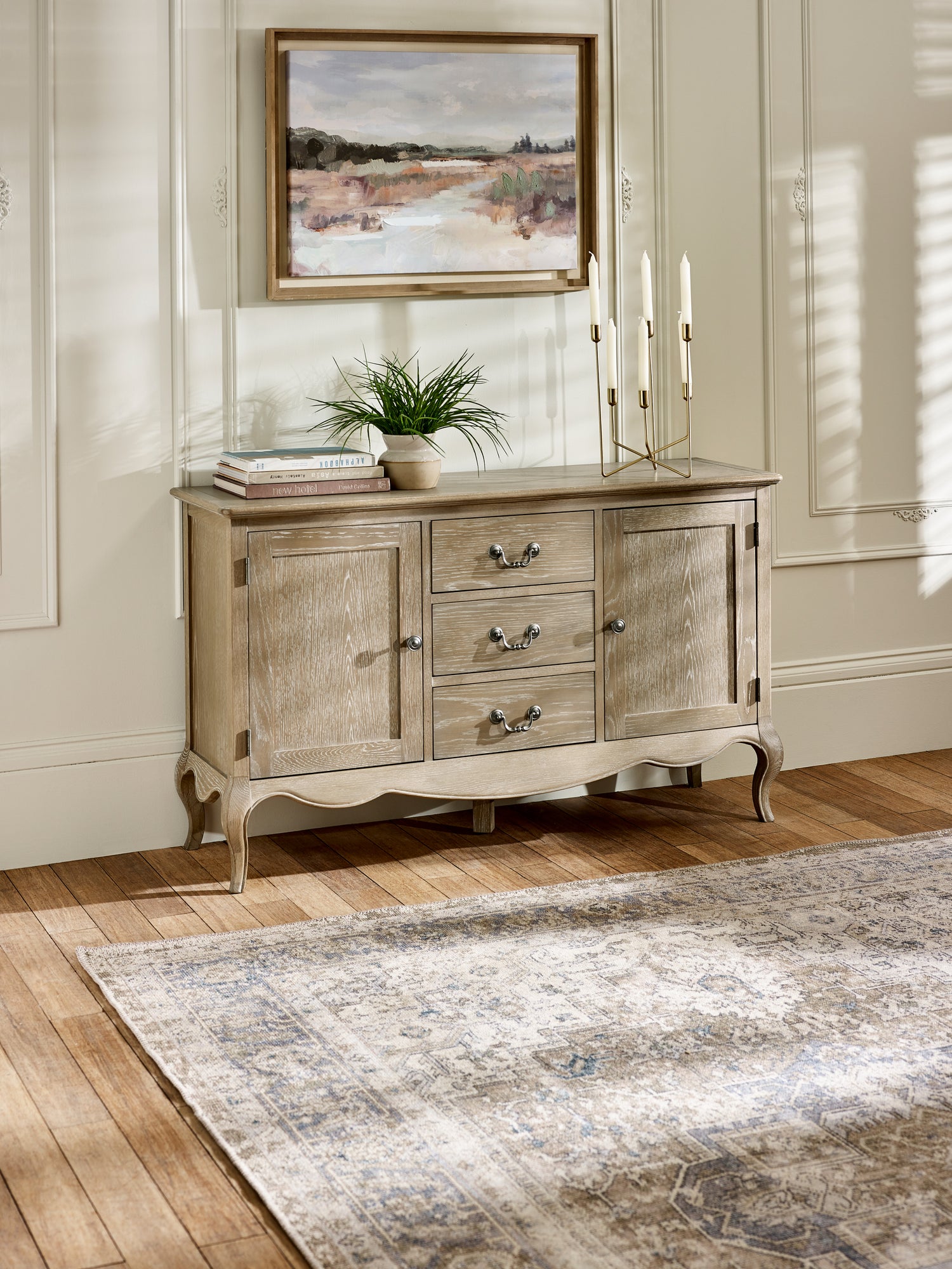Camille French Style 2 Door 2 Drawer Sideboard – Limed Oak – main view