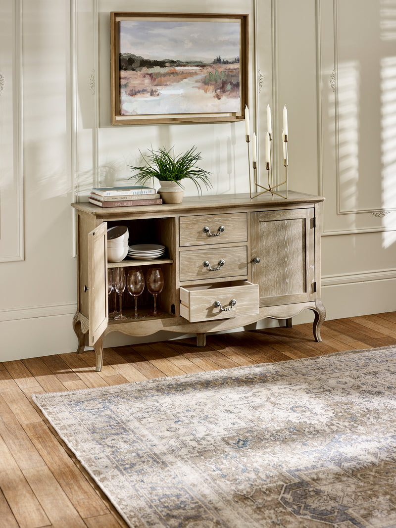 Camille French Style 2 Door 2 Drawer Sideboard – Limed Oak – alternate view