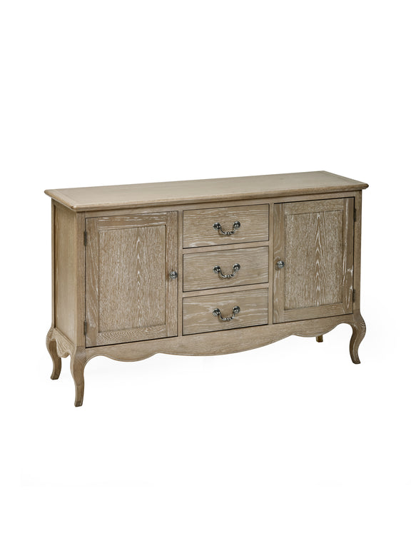 Camille French Style 2 Door 2 Drawer Sideboard – Limed Oak – alternate view