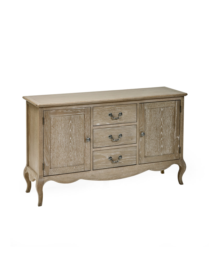 Camille French Style 2 Door 2 Drawer Sideboard – Limed Oak – alternate view