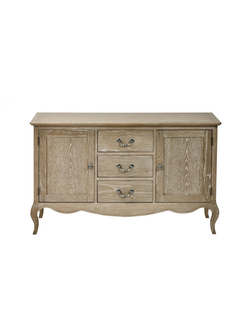 Camille French Style 2 Door 2 Drawer Sideboard – Limed Oak – alternate view