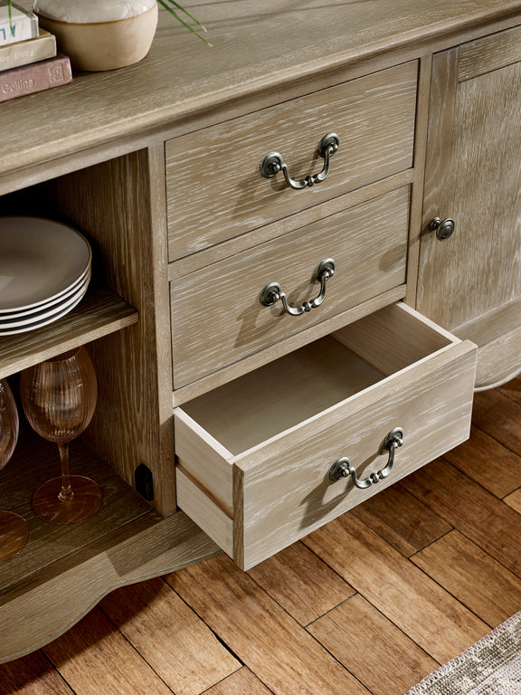 Camille French Style 2 Door 2 Drawer Sideboard – Limed Oak – alternate view