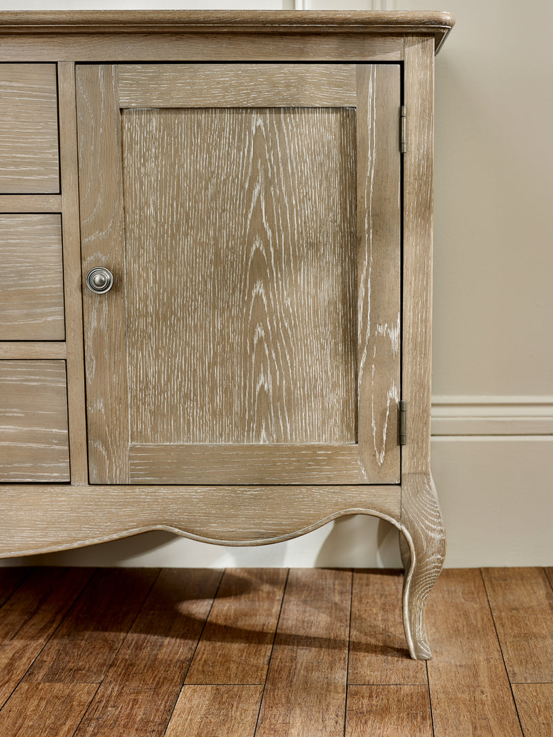 Camille French Style 2 Door 2 Drawer Sideboard – Limed Oak – alternate view