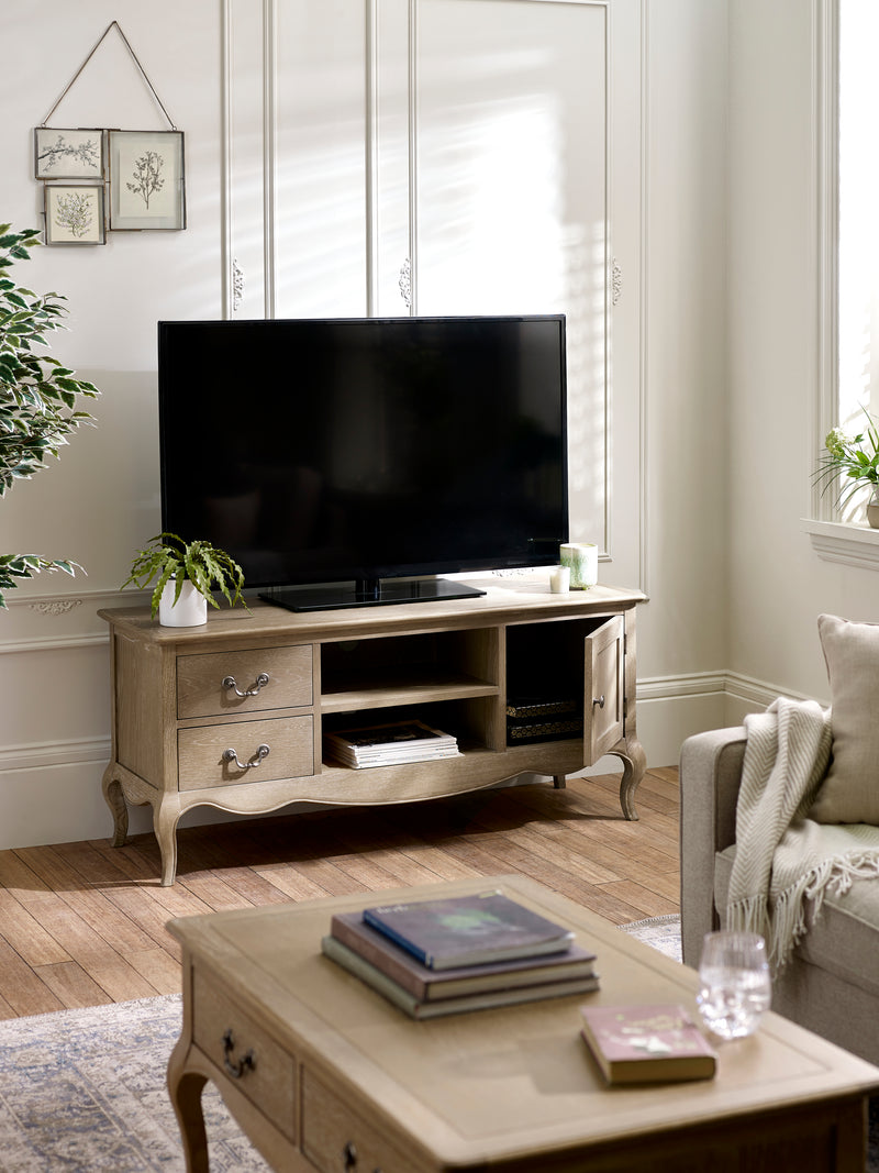 Camille French Style TV Unit – Limed Oak – alternate view